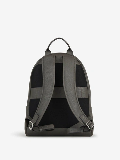 Shop Santoni Bicolor Leather Backpack In Gris Carbó