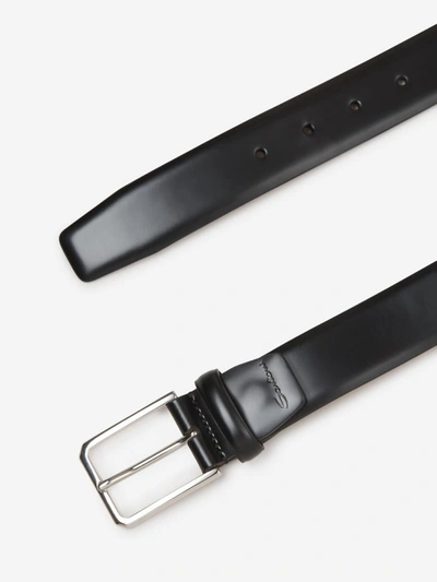 Shop Santoni Leather Belt In Negre
