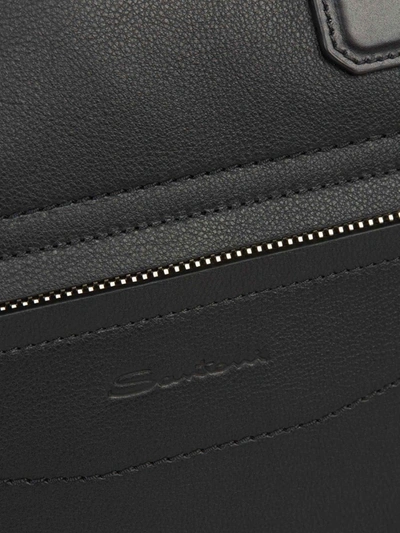 Shop Santoni Leather Briefcase Bag In Negre