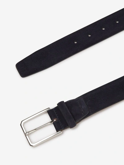 Shop Santoni Suede Leather Belt In Blau Nit