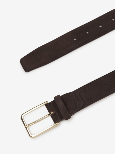 Shop Santoni Suede Leather Belt In Negre