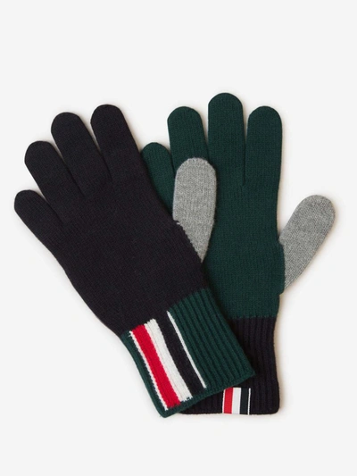 Shop Thom Browne Merino Wool Gloves In Multicolor