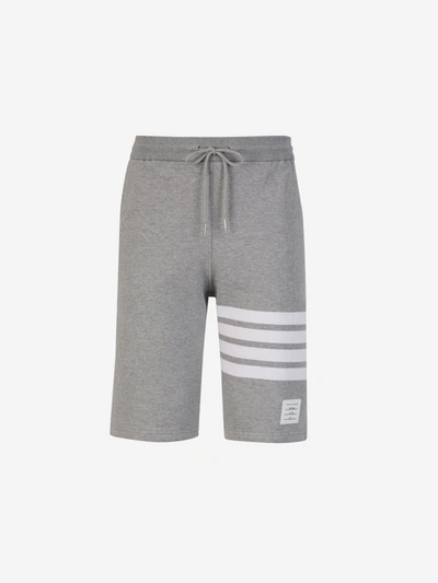 Shop Thom Browne Striped Cotton Bermuda Shorts In Gris Clar