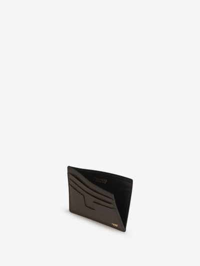 Shop Tom Ford Leather Textured Card Holder In Marró Fosc