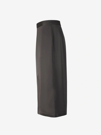 Shop Totême Front-split Midi Skirt In Gris Fosc