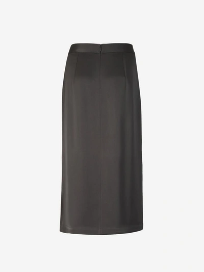 Shop Totême Front-split Midi Skirt In Gris Fosc
