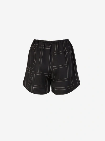 Shop Totême Monogram Silk Shorts In Negre