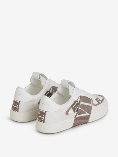 Shop Valentino Garavani Leather Banded Sneakers In Blanc