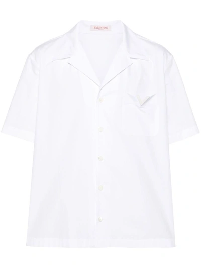 Shop Valentino V Detail Cotton Shirt In White
