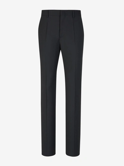 Shop Valentino Wool And Mohair Trousers In Gris Fosc