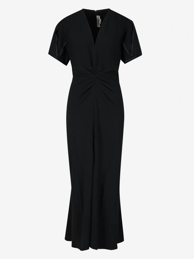 Shop Victoria Beckham Ruched Midi Dress In Negre