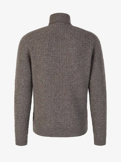 Shop Zanone Wool Turtleneck Sweater In Marró