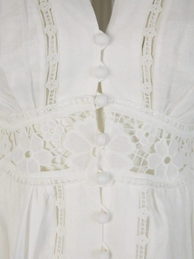 Shop Zimmermann Linen Neckline Dress In Blanc