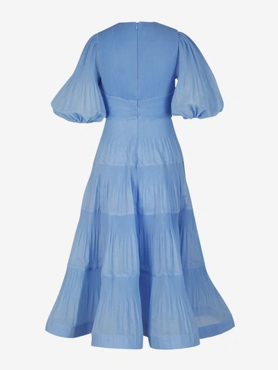 Shop Zimmermann Pleated Midi Dress In Blau Cel