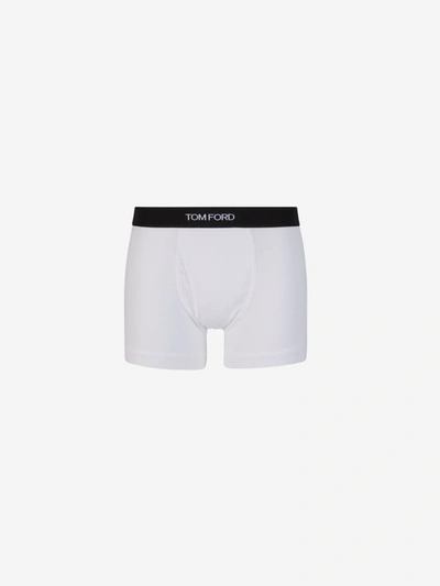 Shop Tom Ford Logo Cotton Boxer In Blanc