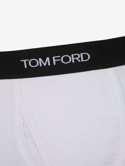 Shop Tom Ford Logo Cotton Boxer In Blanc