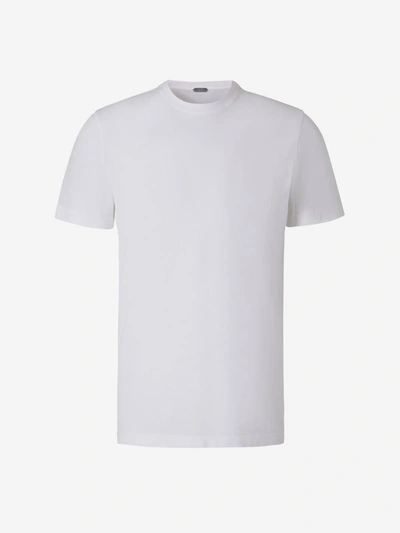 Shop Zanone Plain Cotton T-shirt In Verd Fosc