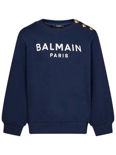 Shop Balmain Paris Kids Sweatshirt In Blu