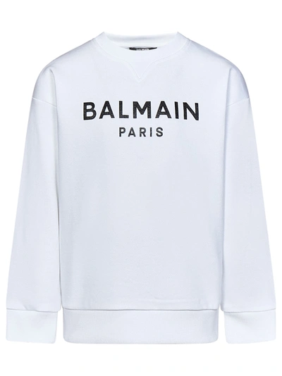 Shop Balmain Paris Kids Sweatshirt In Bianco