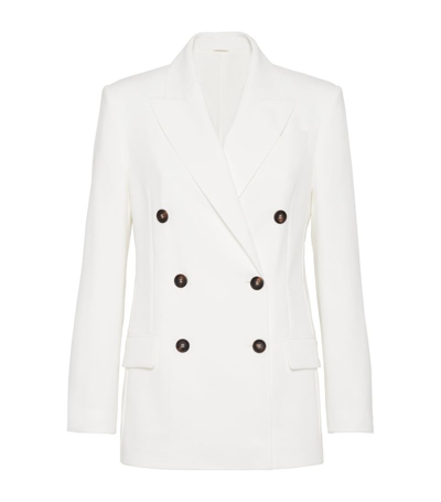 Shop Brunello Cucinelli Cotton Double-breasted Blazer In White