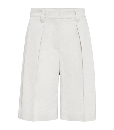 Shop Brunello Cucinelli Cotton-linen Bermuda Shorts In White