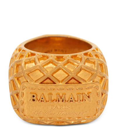 Shop Balmain Signature Mesh Ring In Gold