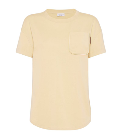 Shop Brunello Cucinelli Cotton Jersey T-shirt In Yellow