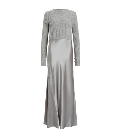 Shop Allsaints 2-in-1 Amos Midi Dress In Grey