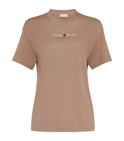 Shop Brunello Cucinelli Lightweight Jersey Nature T-shirt In Brown