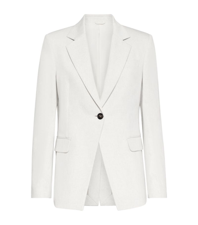 Shop Brunello Cucinelli Cotton-linen Single-breasted Blazer In White