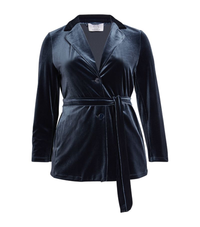 Shop Marina Rinaldi Velvet Wrap Jacket In Blue