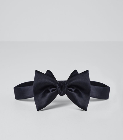 Shop Brunello Cucinelli Silk-cotton Satin Bow Tie In Blue