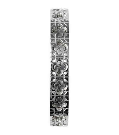 Shop Burberry Rose Cuff Bracelet In Silver