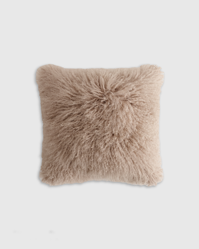 Shop Quince Luxe Mongolian Lamb Pillow Cover In Khaki