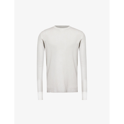 Shop Boris Bidjan Saberi Exposed-seam Raw-trim Cotton Knitted T-shirt In Faded Light Grey