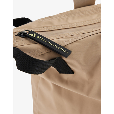 Shop Adidas By Stella Mccartney Khaki/blush Yelw/black Logo-print Recycled-polyester Tote Bag