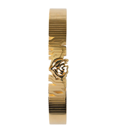 Shop Burberry Rose Cuff Bracelet In Gold
