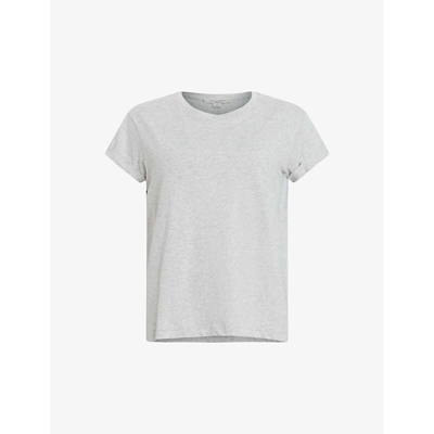 Shop Allsaints Women's Grey Marl Anna Short-sleeve Regular-fit Organic-cotton T-shirt