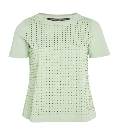 Shop Marina Rinaldi Crystal-embellished T-shirt In Green
