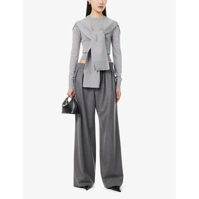 Shop Jacquemus Women's Grey Rica Dual-effect Virgin-wool Blend Jumper