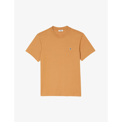 Shop Sandro Mens Bruns Logo-embroidered Cotton T-shirt