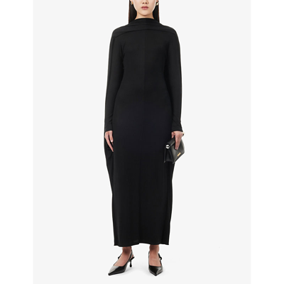 Shop Jacquemus Women's Black Joya Cape-effect Stretch-woven Maxi Dress
