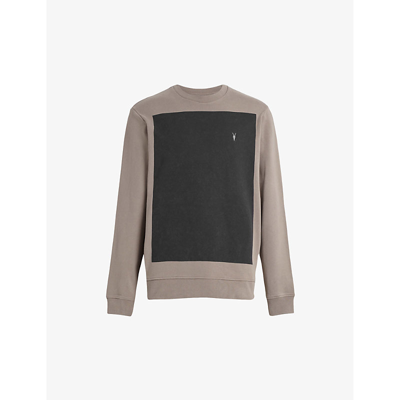 Shop Allsaints Lobke Ramskull-embroidered Organic-cotton Sweatshirt In Chestnut Taupe