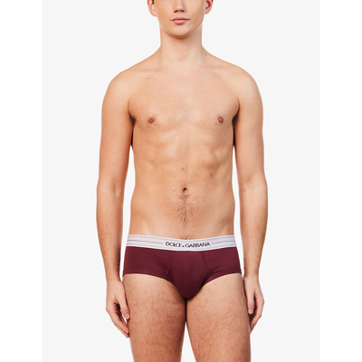Shop Dolce & Gabbana Men's Combined Colour Branded-waistband Pack Of Three Stretch-cotton Briefs