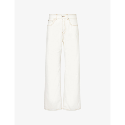 Shop Jacquemus Men's Off-white Tabac Le De Nîmes Brand-patch Regular-fit Straight-leg Jeans