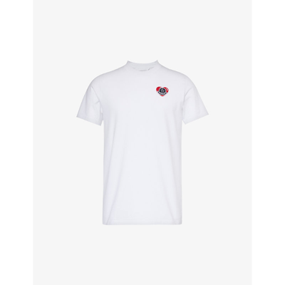 Shop Moncler Men's White Heart Logo-appliqué Regular-fit Cotton-jersey T-shirt