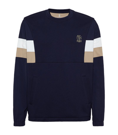 Shop Brunello Cucinelli Logo Print Sweatshirt In Blue