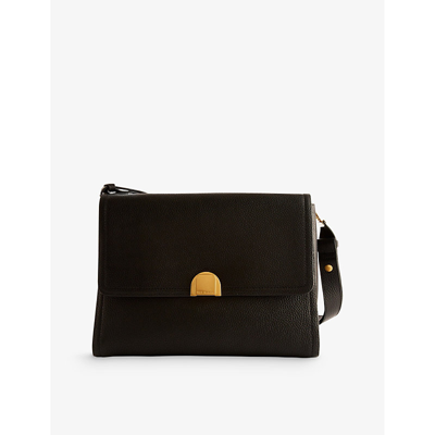 Shop Ted Baker Women's Black Imilily Lock-embellished Leather Shoulder Bag