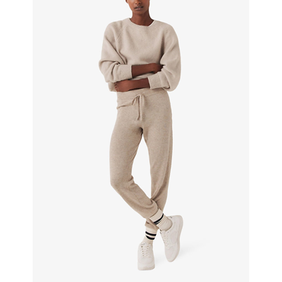 The White Company Womens Midtaupemr Cuffed Knitted Jogging Bottoms In Midtaupemr