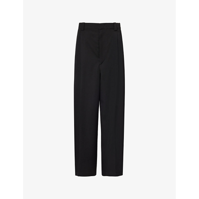 Shop Jacquemus Le Pantalon Salti Relaxed-fit Wide-leg Wool Trousers In Black